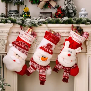 553807567 Christmas Decorative Socks 3D Elderly Elk Knitted Socks Children's Gift Bag Red Christmas Socks