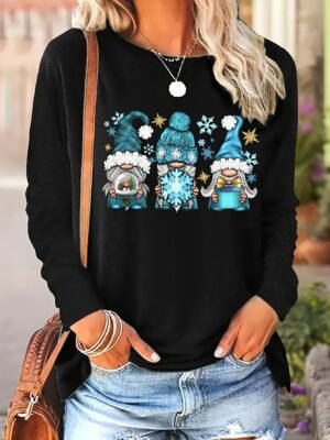 [Christmas Graphic Sweatshirt] Christmas Graphic Print Crew