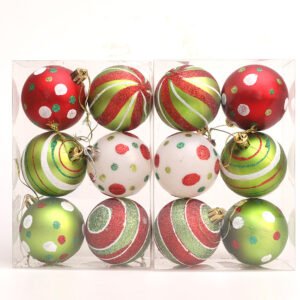 553809134 Christmas Ball Red White Green Spot Penalty Ball Christmas Tree Ornament Hand drawn Christmas Ball Plastic Painted Ball