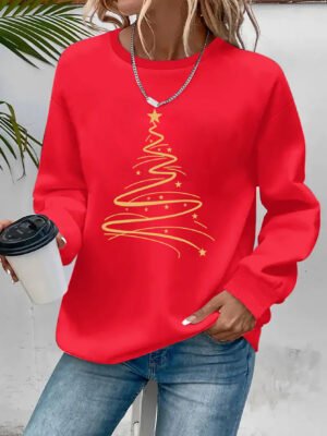 554000526 Women's Casual Christmas Print Long Sleeve Sweatshirt - Vibr