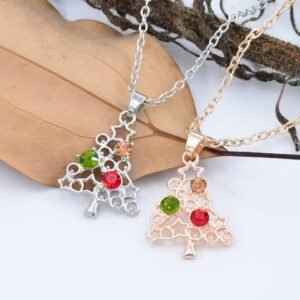 553808736 Christmas Gift Accessories Fashionable Hollow out Micro inlaid Zircon Christmas Tree Necklace