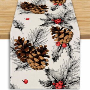 553809234 Pinecone Decoration Table Flag Christmas Home Table Decoration Tablecloth Festival Tablecloth Mat Tea Flag